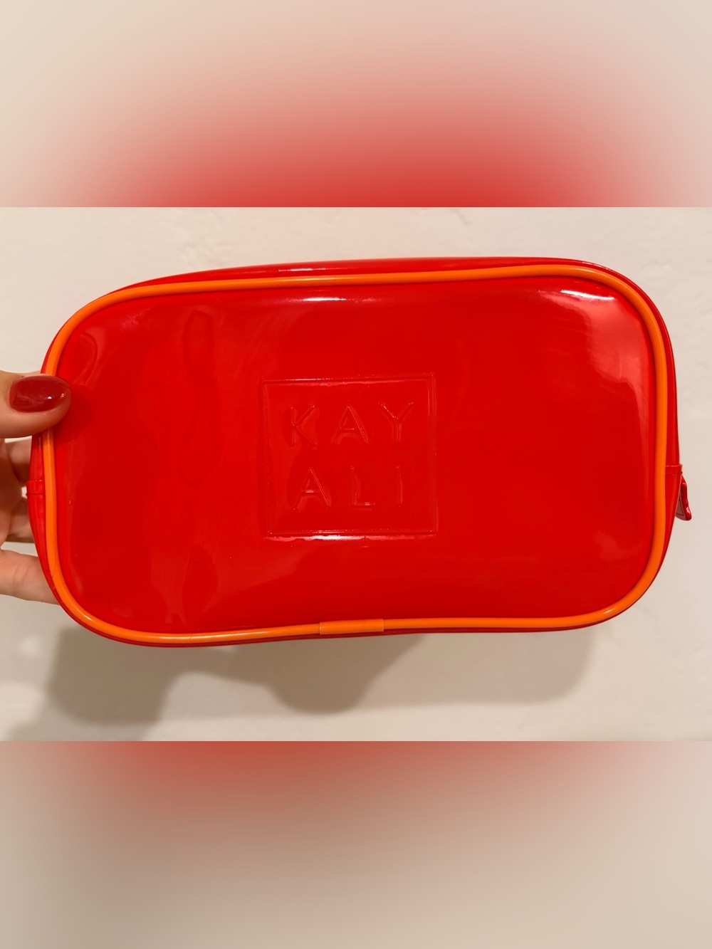 KAYALI Women's Bath & Body Pouch - Bright Red with Orange Trim